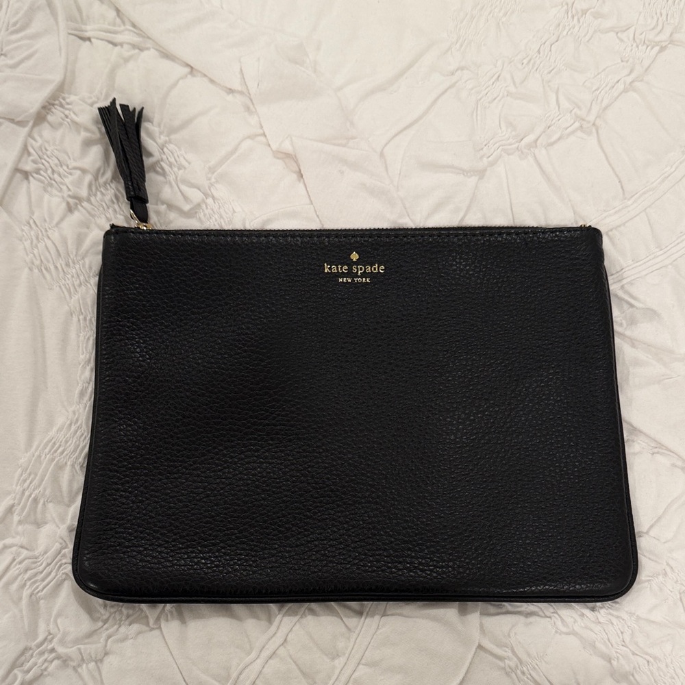 Kate Spade Black Pebbled Leather Pouch